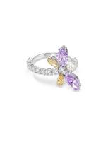 Swarovski Žiedas geltona / purpurinė / sidabrinė / skaidri spalva