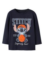 NAME IT Marškinėliai 'NMMAMDRES STITCH' safyro / tamsiai mėlyna / tamsiai oranžinė / rožių spalva