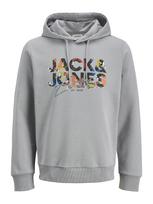 JACK & JONES Megztinis be užsegimo 'JJGeplas' azuro spalva / pilka / omarų spalva / juoda