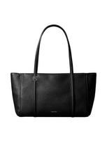 Calvin Klein Pirkinių krepšys 'Emblem Plaque Pebble Grain Tote' juoda