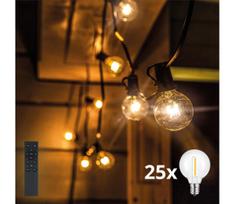Brilagi - LED lauko dekoratyvinė girlianda GIRLANDA 25xE12 20m juoda IP44 šiltai balta+su nuotoliniu pulteliu