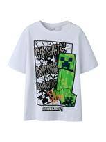 NAME IT Marškinėliai 'NKMMase Minecraft' pilka / žalia / juoda / balta
