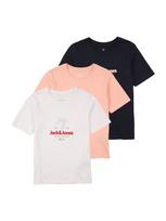 Jack & Jones Junior Marškinėliai tamsiai mėlyna / abrikosų spalva / tamsiai raudona / balta