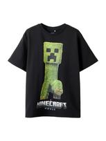 NAME IT Marškinėliai 'NKMNORAN MINECRAFT' pilka / žalia / juoda / balta