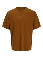 JACK & JONES Marškinėliai 'Rikkie' ruda (konjako) / balta