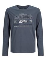 Jack & Jones Junior Marškinėliai tamsiai mėlyna jūros spalva / bazalto pilka / balta