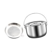 Saver Camping Pot with Handle, Easy to Clean, Lid And Strainer, Dustproof, Round, Non-stick 2.5L gray