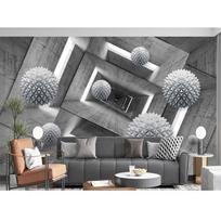 Retro Cement Wall Painting 3d Space Wallpaper Living Room Wallpaper Creative Wall Mural 200 cm(W) x 140 cm(H) gray