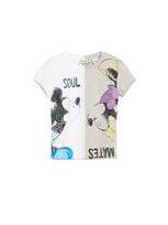 Desigual Marškinėliai 'Mickey and Minnie Mouse™ kiss' akmens / juoda / balta