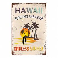 Hawaiian Surfing Wall Art 8x12 Inch Rustic Iron Plaque with Palm Tree Sunset Beach Decor 20x30cm beige