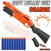 Kids Outdoor Manual Foam Dart Blaster Gun ideal for Children featuring Dual Handles Safe Ammo Soft Bullet Multi Hues oranžinė
