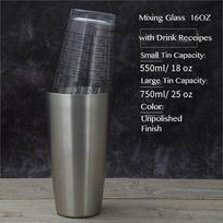 Cocktail Shaker, Martini Shaker, Boston Shaker, Stainless Cup and Glass to Mix Drinks Cocktails gray
