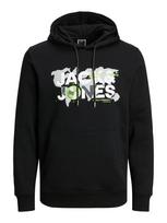 JACK & JONES Megztinis be užsegimo 'JCODust' žaliosios citrinos spalva / juoda / balta