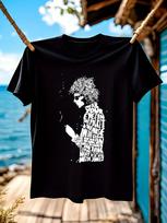 Vintage Bob Dylan Lyrics Graphic T-shirt - Retro Music Tee with Back Print XL white