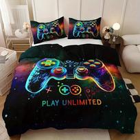 Game Console Duvet Cover Set For Boys Girls Kids Space Galaxy Gaming 3 Pieces Microfiber Gamer Bedding Teens Comforter Covers US Twin(172x218cm) brown