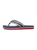 TOMMY HILFIGER Šlepetės per pirštą tamsiai mėlyna / balta