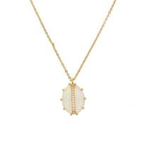 Promotion Big Oval Fire Opal Pendant Necklace for Women Fashion Lady Cubic Zirconia Simple Delicate Gold Plated Jewelry