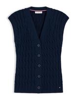 TOMMY HILFIGER Megzta liemenė 'Cable Slim Sleeve' tamsiai mėlyna