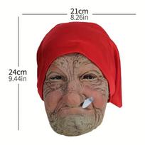 Little Red Hood Smoking Grandma Old Woman Mask Party Props Halloween ideal choice for gifts Suitable for men and women red