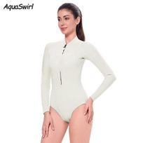 Womens Neoprene Wetsuit Jumpsuit Snorkeling Diving Surfing Warm Quick-Dry Slim Fit Water Sports Swimwear Small white