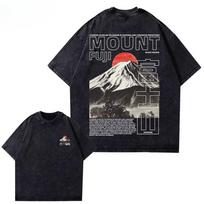 2026 Hot Retro Mount Fuji T Shirt Japanese Streetwear Vintage Japanese Poster Tee Minimalist Fuji Graphic Unisex Cotton Tee Men Casual T-shirt Top L black
