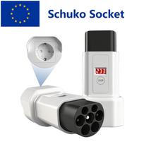 EVqiaoyi Type2 to Schuko Socket EV Adapter Type2 to 220V Converter Male Discharging Plug for IEC 62196-2 Charging Stations Type2 to 220V white