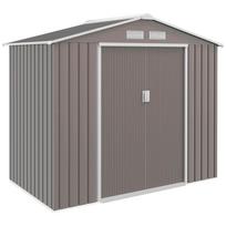 7ft x 4ft Lockable Polypropylene Garden Storage Shed Storage w/ Air Vents Steel Grey 213 x 130 x 185 cm pilka