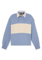 TIMBERLAND Megztinis be užsegimo 'Lush Rugby Polo' kremo / melsvai pilka / balta