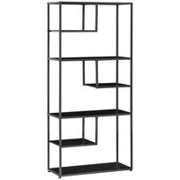Pramoninio stiliaus akcentinis 7 pakopų lentynų stovas, ekspozicinis stovas svetainei, biurui, miegamajam, juodas 83 x 34 x 180 cm