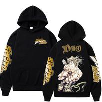 Anime Jojo Bizarre Adventure Dio Kakyoin Noriaki Hoodies Women Clothing Hooded Sweatshirts Fleece Long Sleeve Pullovers S black