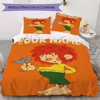 Custom Name Meister Eder Und Sein Pumuckl Bedding,Quilt Set Quilt Cover Pillowcase Home Birthday Gift(1 * duvet cover + 2 * pillowcase, without core)_ 135x200cm white