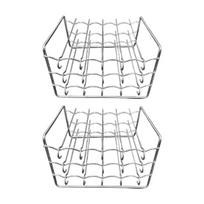 2 Set Air Fryers Grill Rack Stainless Steel Skewer Stand Multipurpose with Steel Stick for Healthy Meal Preparation white