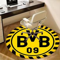 BVB, Dortmundo kėdės kilimėlis, apvalus kilimas - biuro kilimas, skalbiamas mašinoje, neslystantis, tinkamas svetainėms, miegamiesiems, prieškambariams ir šventiniams-temai 80cm by 80cm yellow