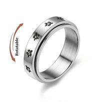 Anxiety Fidget Spinner Rings for Couple Gift Rotate Freely Jewelry Stainless Steel Anti Stress Ring bagues pour femme 6 gray