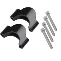 31,8 mm vairo paaukštinimo tarpinė, lenkta spaustuvo formos dviračio dalis, suderinami metaliniai varžtai black