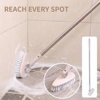 Long Handle Floor Brush with Hard Bristles for Home Cleaning and Hard-to- Corners smėlis
