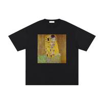 Gustav Klimt The Kiss, Front Graphic, Unisex Pure Cotton T-Shirt and kids tshirt, Vintage Art Shirt and kids tshirt, Art Nouveau, 0087.2.5 140 brown