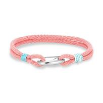 Stainless Steel Lobster Spring Clasp Double Strand Braided Rope Bracelet for Men Women Couple Jewelry Gifts 17cm rožinė
