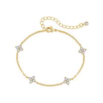 Dainty Silver Gold Necklace Bracelet for Women Trendy Non Tarnish 14K Gold Plated Waterproof CZ Bracelets Jewelry Christmas Gift beige