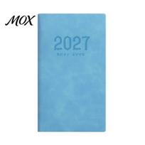 Hardcover Business Journal 2027 A6 Weekly Planner, 365 Day English Schedule Pocket Notebook Calendar with Ribbon Bookmark, Portable Efficiency mėlyna