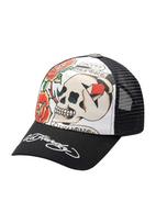 Ed Hardy Kepurė 'Before Dishonor' gelsvai pilka spalva / omarų spalva / juoda / balta