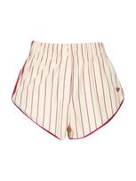ADIDAS ORIGINALS Kelnės 'PINSTRIPE FIREBIRD' smėlio spalva / tamsiai raudona