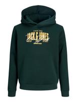 Jack & Jones Junior Megztinis be užsegimo 'JJAERO' citrinos spalva / tamsiai žalia / balta