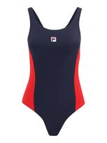 FILA Sportinis maudymosi kostiumėlis 'Saturnia' tamsiai mėlyna / ugnies raudona / balta