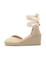 Castañer Espadrilės 'Chiara' zomšos spalva / nebalintos drobės spalva / kiaušinio lukšto spalva