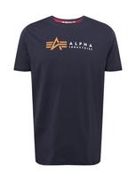 ALPHA INDUSTRIES Marškinėliai tamsiai mėlyna / ruda (konjako) / balta