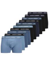 JACK & JONES Boxer trumpikės 'Solid Blue' tamsiai mėlyna / indigo spalva / mėlyna dūmų spalva / juoda
