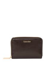 Calvin Klein Piniginė 'Foil Logo Zip-around Glossy' tamsiai ruda