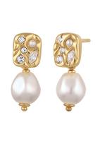 ELLI Auskarai 'Vintage Pearl' auksas / skaidri spalva / perlų balta
