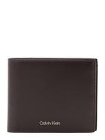 Calvin Klein Piniginė 'Smooth Metal Logo Bifold' tamsiai ruda